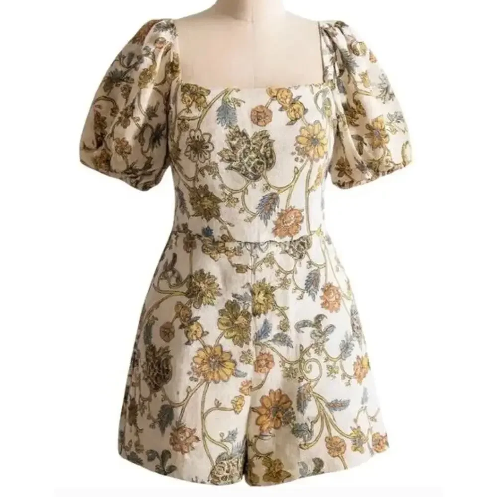 Calypso St. Barth Floral Linen Romper Size 4 – Boho Cottagecore NWT - Picture 1 of 16